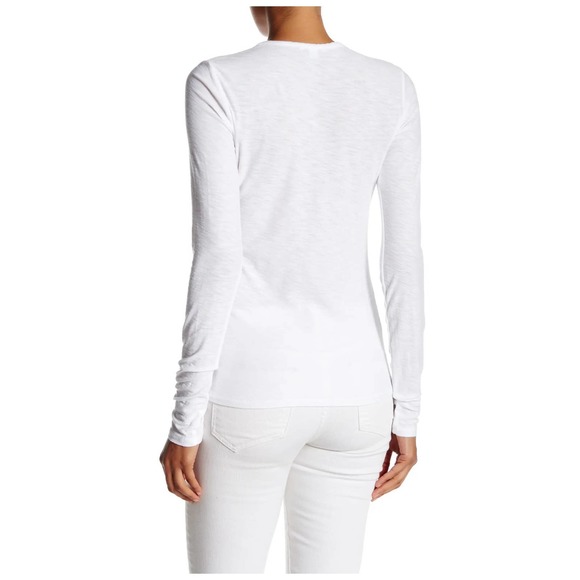 James Perse Women's Cotton Modal Slub Jersey Crew Long Sleeve Tee T-Shirt Top - Picture 2 of 2